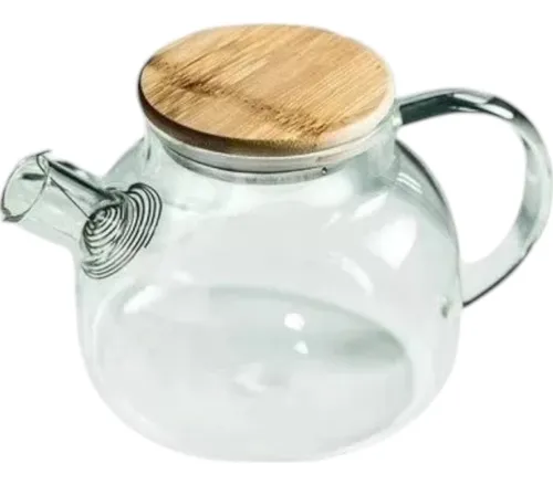 comprar Tetera De Vidrio Con Filtro Tapa De Bambu 1800ml