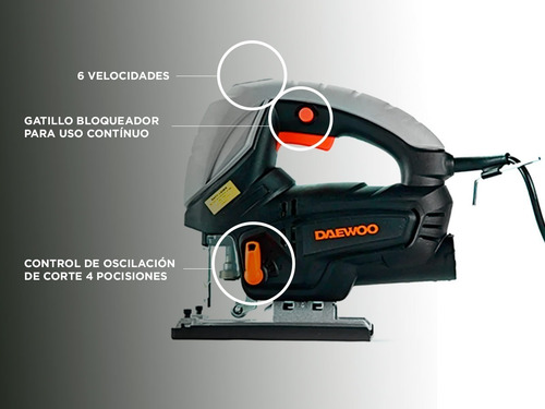 Imagen 4 de 8 de Sierra Caladora Daewoo Profesional Vel Variable 600w 3000rpm
