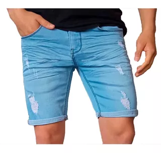 Shorts Jeans Rasgado Hombre