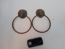 Comprar Juego Par Antiguo Toalleros En Bronce Cabeza De Leon 14cm