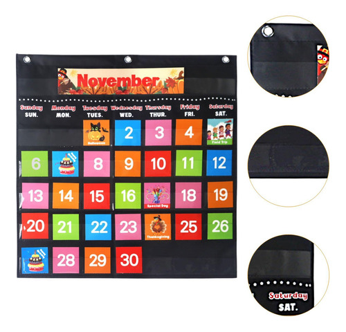 Calendario De Bolsillo Para El Aula, Gráfico De Negro