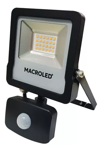Reflector Led 20w Sensor Movimiento Luz Calida 3000k Color de la carcasa  Negro Color de la luz Blanco cálido