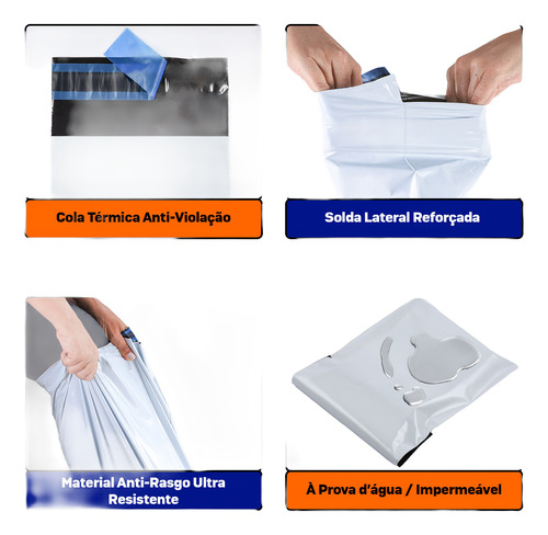 Saco Plastico Envio Branco 19x25 Envelope Com Lacre 200 Un