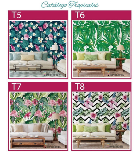 Imagen 6 de 10 de Vinilos Decorativos Pared Empapelado Tropical Piedra Madera