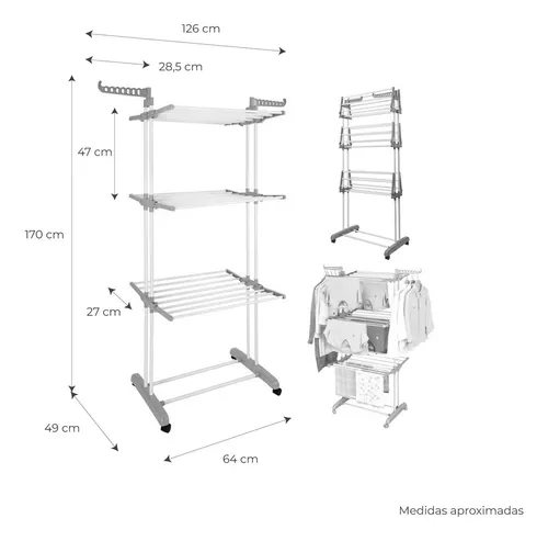 Tendedero Vertical Tipo Torre Plegable, Estantes de Secado Ropa