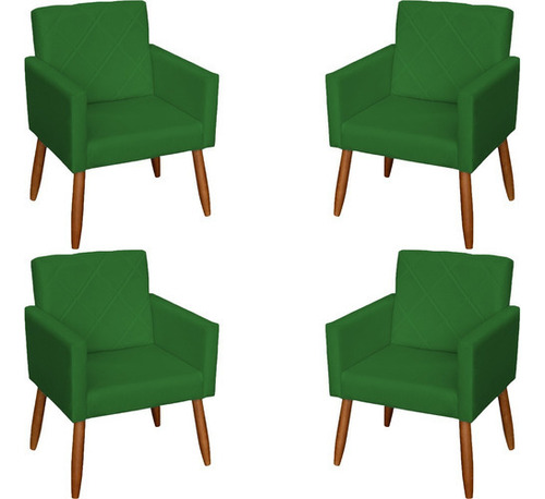 Kit 4 Poltronas Decorativas Bea Reforçada Cores Cor Verde Desenho Do Tecido Suede Liso