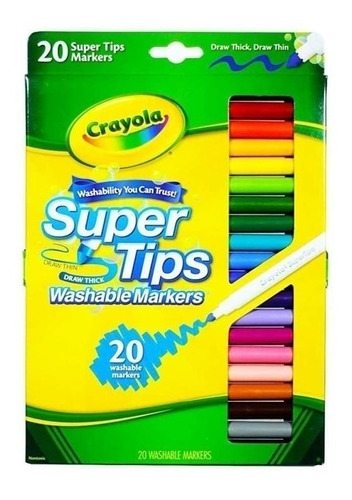 Imagen 1 de 1 de Crayola Super Tips, Marcadores De Tinta Lavable 20 Unidades
