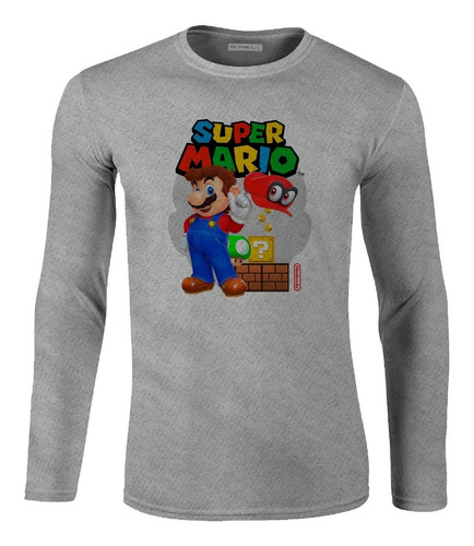 Camiseta Manga Larga Super Mario Bros Gorro Ikl