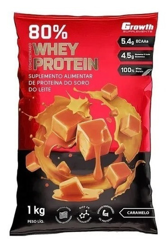 Suplemento em pó Growth Supplements  Whey Protein Concentrado proteína Whey Protein Concentrado sabor  caramelo em sachê de 1kg