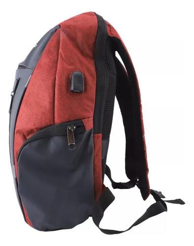 Mochila Con Puerto Usb Negro/rojo Impermeable Kushiro