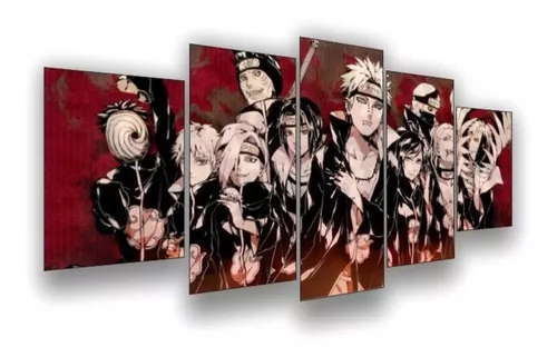 Quadro Decorativo Mosaico 3 peças Anime Naruto Personagens Sasuke