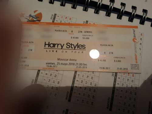 Entrada Platea Alta Para Harry Styles 25/05/18