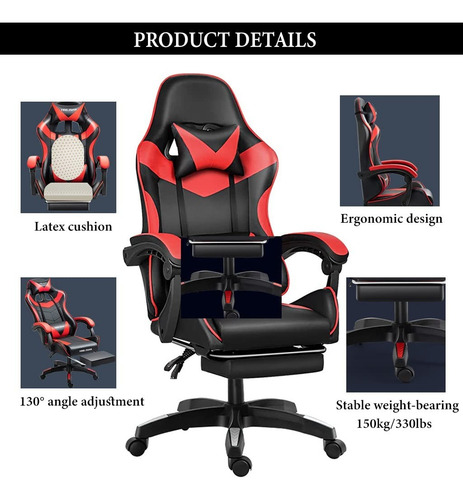 Silla Gamer Ergonómica Profesional Con Reposapiés