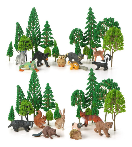 Set De Figuras De Animales Del Bosque Y Árboles Modelo Skyle