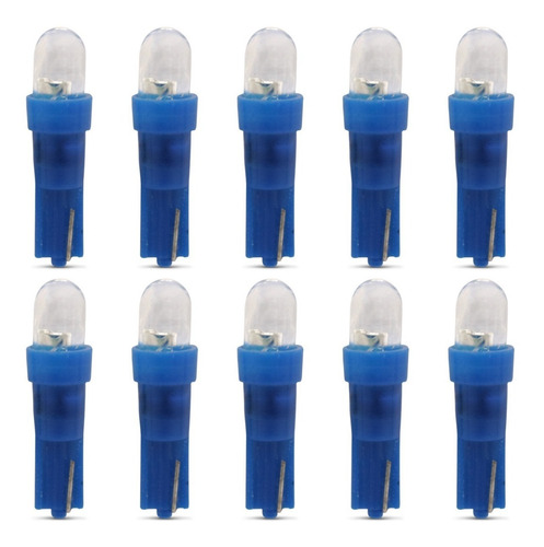 Kit 10 Lâmpadas Esmagadinha 5w 12v Luz Azul Painel