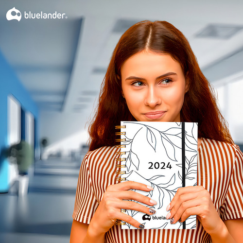 Agendas 2024 Escolares Organizador Planeador Diaria 21*16 Cm Portada Blanco Agenda espiral