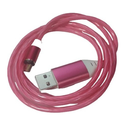 Cable De Carga Flujo Led Magnético Brillante Micro Rojo