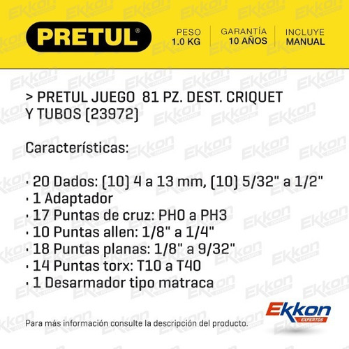 Juego De Tubos Y Puntas Petrul Taller 81 Piezas Profesional