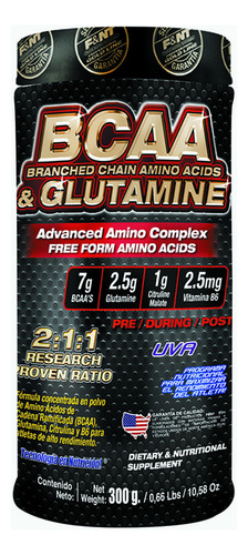 Bcaa & Glutamine 300 G F&nt Aminoacidos 2:1:1  Sabor Uva Gca