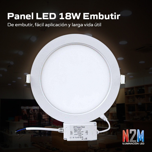 Imagen 6 de 10 de Panel Led Redondo Embutir 18w Plafon Marco Plata Pack 10