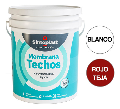 Membrana Liquida Techos 5kg Sinteplast Rojo Teja Acrilico