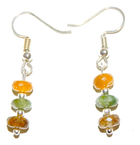 2 Aretes Piedra Natural Turmalina 3 Colores 3 Mm Facetada