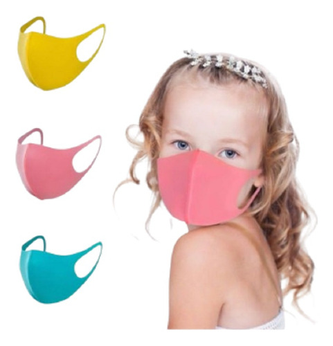 Cubrebocas Infantil 3d, Lavable Agua Y Jabon De Esponja Color ROSA AMARILLO AZUL
