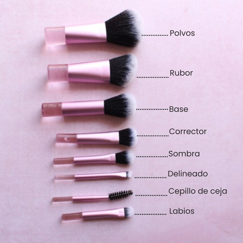 Kit Set 10 Piezas Mini Brochas De Maquillaje Compactas Negro