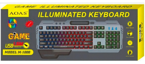 Teclado Gamer Semi Mecánico Retroiluminado Aoas M1000 Shine Color del teclado Negro