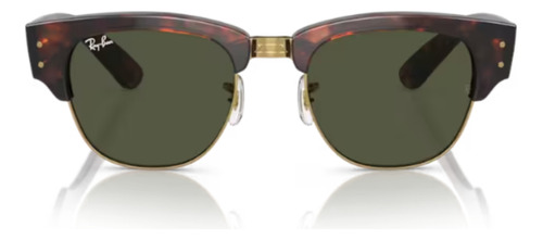 Óculos Solar Ray Ban Mega Club-master Rb 0316s Cor Verde-claro Armação Preto Polido Sobre Ouro Haste Preto Lente Verde Desenho Quadrado