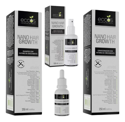Kit Nano Capilar Crescimento Cabelos Fortes Completo - Eccos