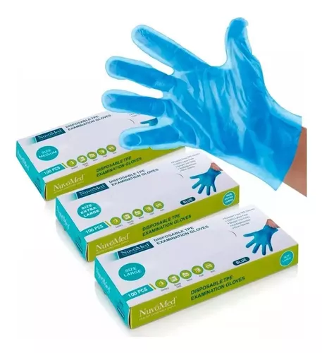 1 caja 200 unids guantes desechables TPE azul texturizado polvo libre látex  libre no estéril