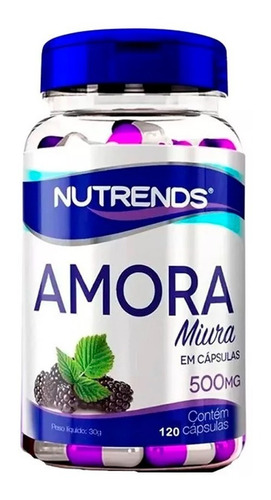 Suplemento em cápsula Nutrends  Amora Miura carboidratos Amora Miura sabor  amora em pote de 60g 120 un