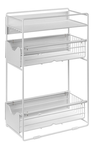 Organizador De Cocina Con Iman 2 Cajones Mesada Alacena (f) Color Blanco