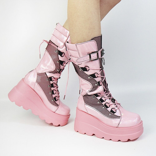 Botas De Tacón Alto H Para Mujer, Zapatos De Cosplay Con Cuñ