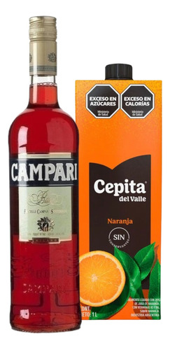 Campari 750 Ml + Cepita Naranja X 1 Litro