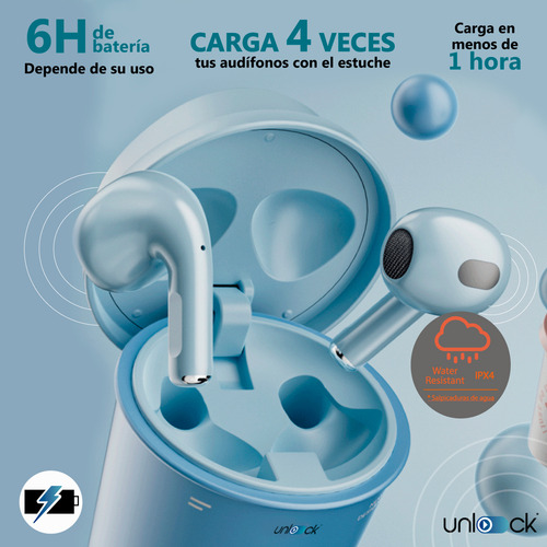 Audífonos Bluetooth Inalámbricos 12h + Estuche Carga Auricul