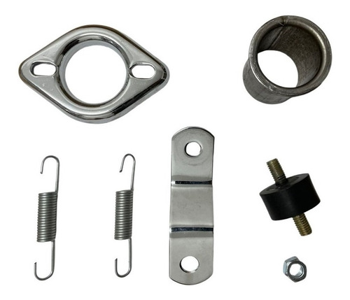 Kit Para Escape Rd 135 Bocal Molas Flange Coxim Suporte Crom