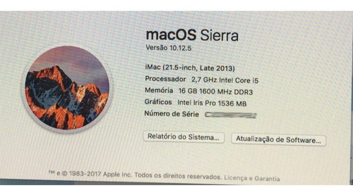 iMac 21.5-inch Late 2013 2,7ghz I5 16gb Intel Iris Pro 1536