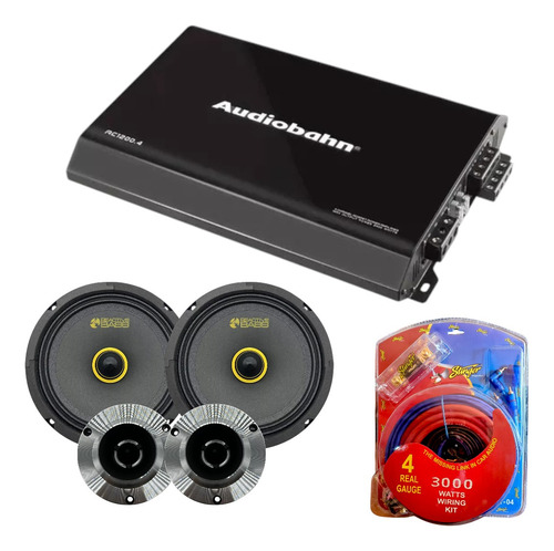 Amplificador 4ch 2400w+set De Medios6.5+kit Instalación Cal4