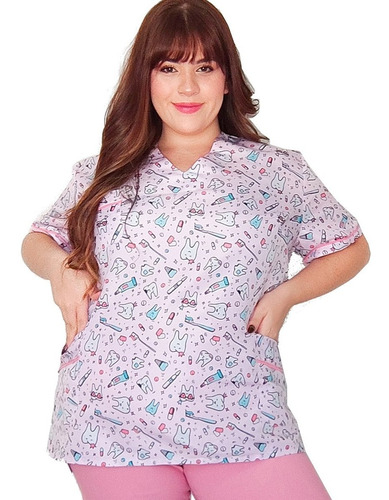 Chaqueta Medica Odontóloga Estampada T. Grandes - Presente!