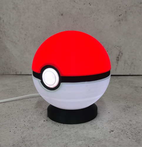 Lámpara 3d Pokebola Led Pokémon Pikachu Rojo Rojo