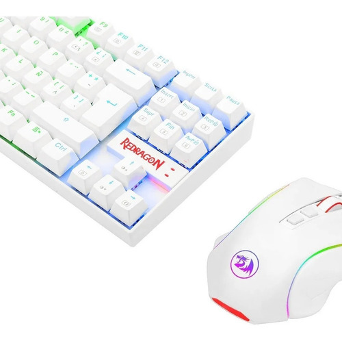 Combo Gamer Redragon Teclado Kumara White Rgb + Griffin