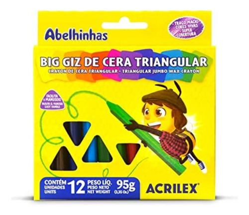 Big Giz De Cera Triangular Com 12 Cores Acrilex