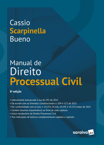 Manual de direito processual civil - 8ª edição 2022, de Bueno, Cassio Scarpinella. Editora Saraiva Educação S. A., capa mole em português, 2022