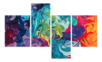 Comprar Cuadriptico Arte Abstracto Moderno Pintura Oleos 140x70 Tela