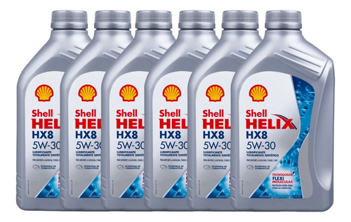 Óleo Shell 5w30 Helix Hx8 Api Sp Sintetico Kit C/ 6 Litros 