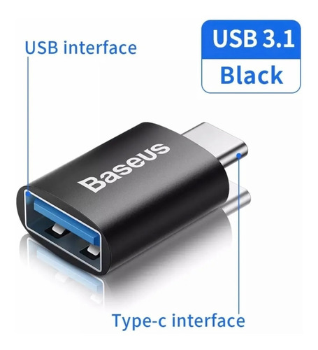 Adaptador Usb 3.1 Otg Baseus Tipo-c Para Macbook, Samsung Cor Azul