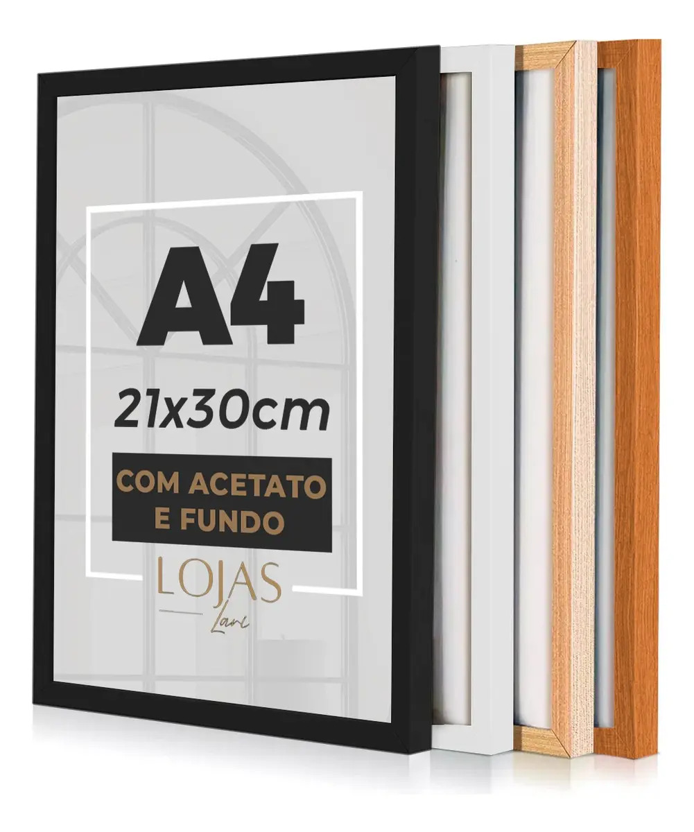Moldura A4 21x30 Certificado Impressão Fotografia Acetato Cor Personalizado Armação Preto