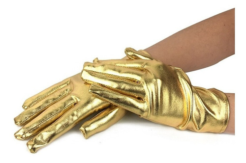 Imagen 2 de 2 de Lindos Guantes Cortos Plateados Y Dorados